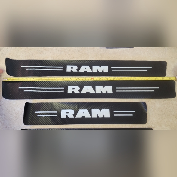 Dodge Ram 4 piece carbon fiber door sill scuff protector decal set - Picture 2 of 4